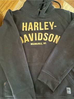 Harley-Davidson Washed Black Sweatshirt with Gold Lettering